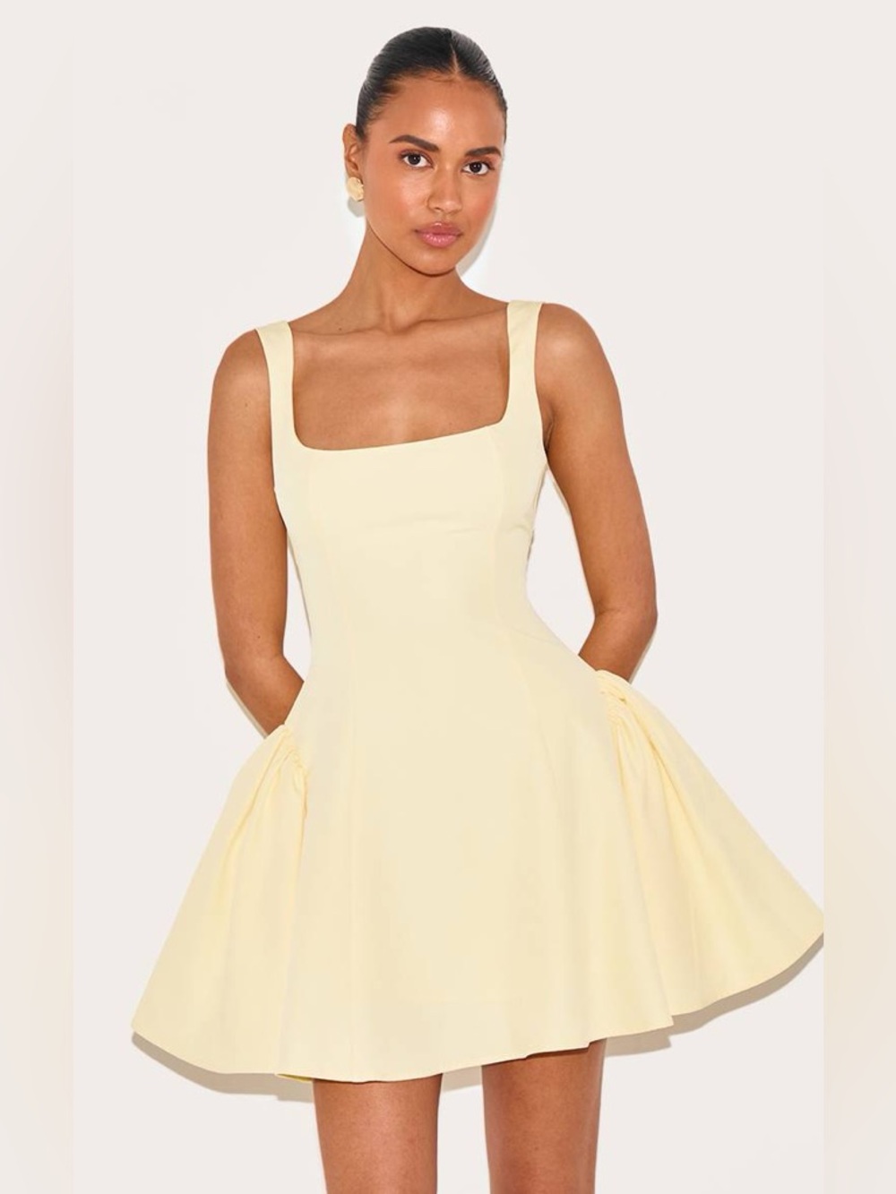 Prettylittlething yellow mini dress